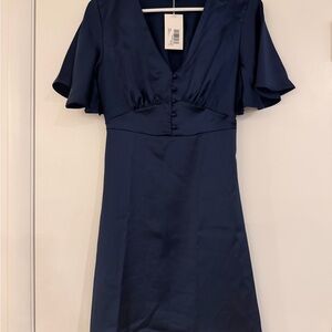 Flounce London Navy Flutter Sleeve Button-Front Dress – NWT, Size US 8 (UK 12)